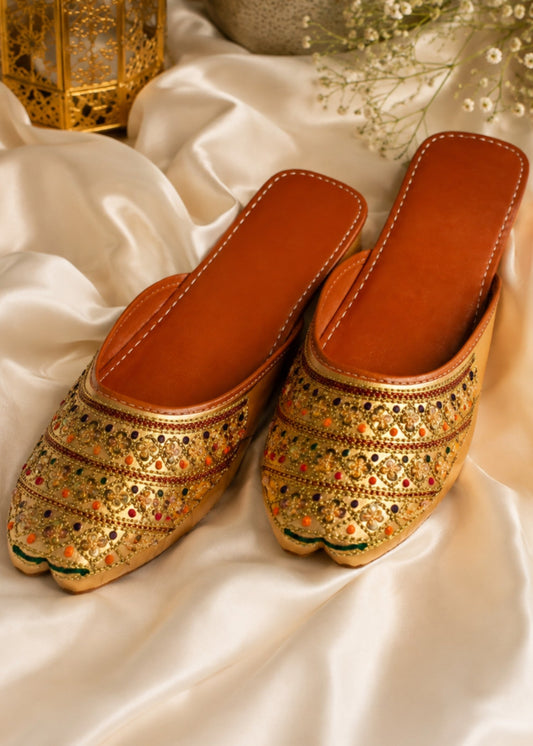 Premium Rexine Golden Mule for Women Online in Sri Lanka India Australia