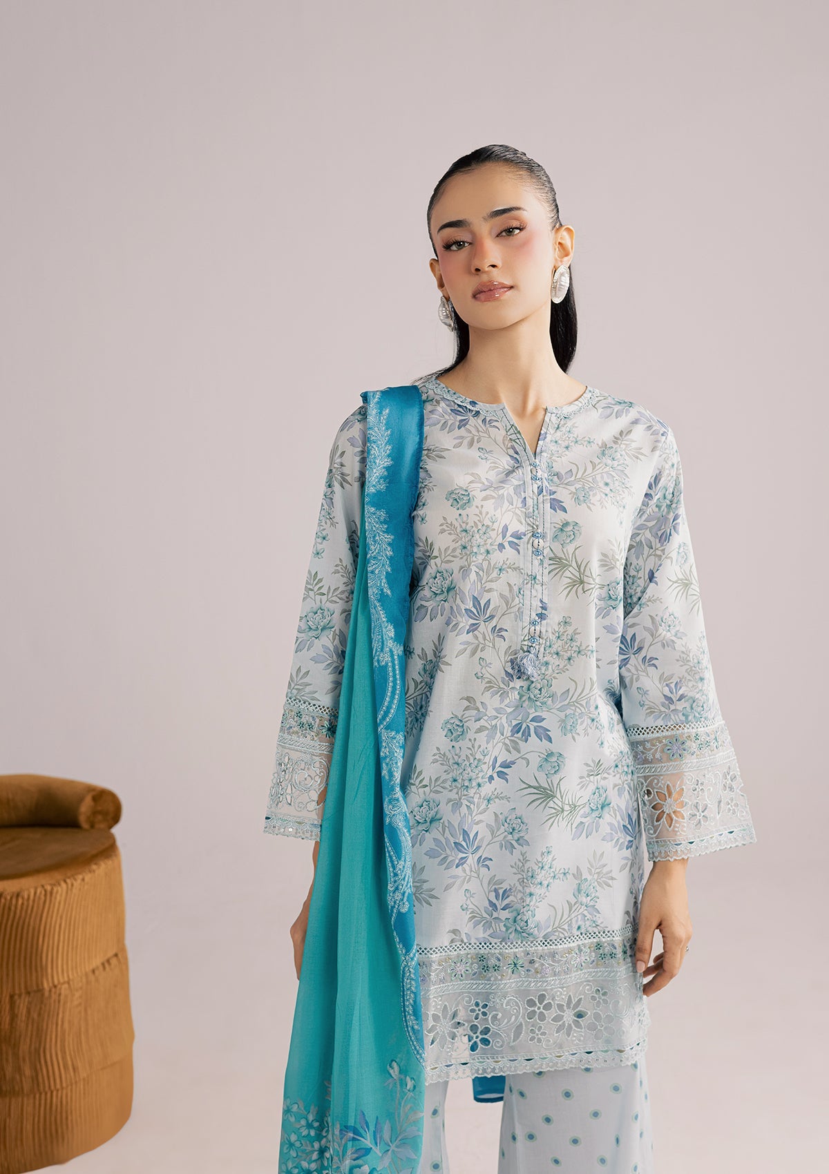Premium Sky Lawn Embroidered Kurta Set Online in Dubai DXB UAE Abudhabi Meena Bazaar