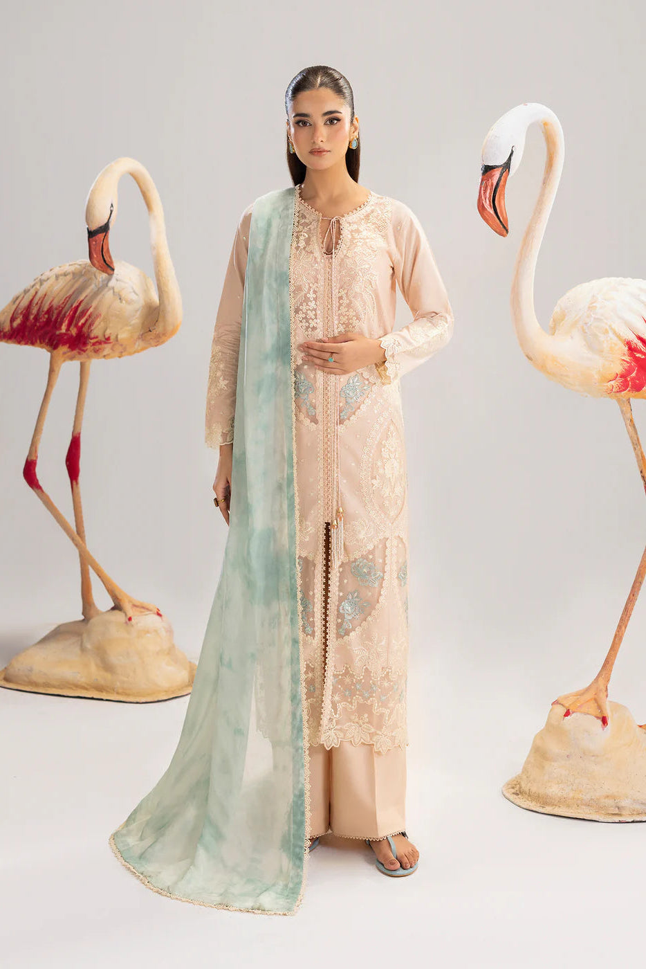 Peach Orange Premium Lawn Cotton Suit