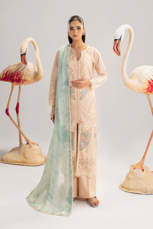 Peach Orange Premium Lawn Cotton Suit