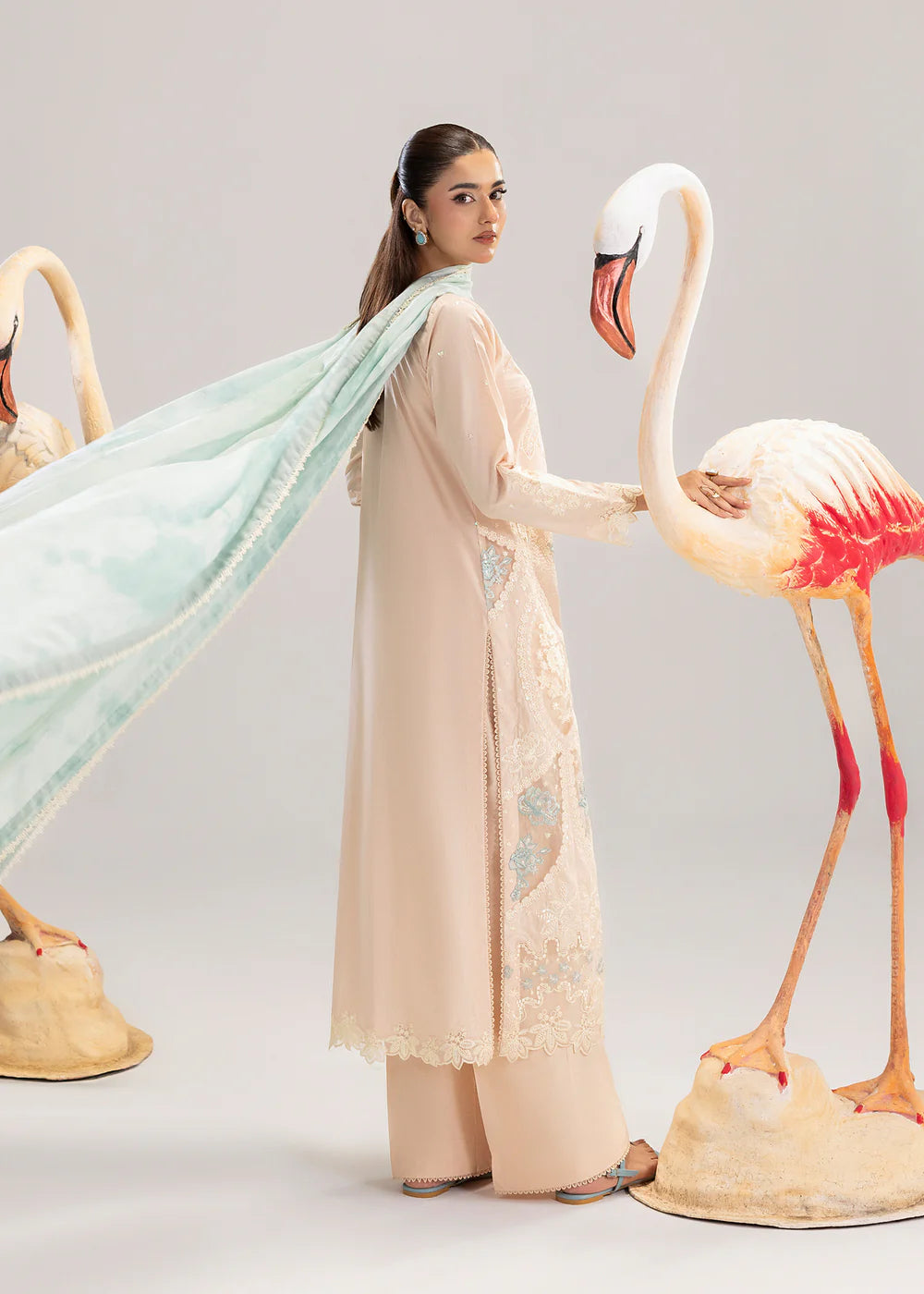 Peach Orange Premium Lawn Cotton Suit