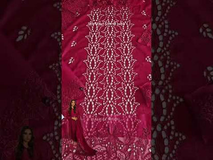 Maroon Heavy Chikankari Embroidered Lawn Suit