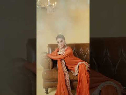 Black Chiffon Embellished Flared Gharara Size Small