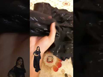 Black Sequins Embroidered Chiffon Saree