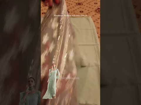 Pistachio Chiffon Embroidered Partywear Suit with Handmade Neckline