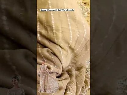 Skin Beige Pure Chiffon Wedding Saree