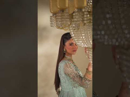 Hand Embroidered Sky Blue Anarkali Peshwas