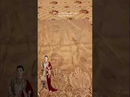 Gold Sequins Embroidered Maysuri Suit with Heavy Velvet Embroidered Dupatta