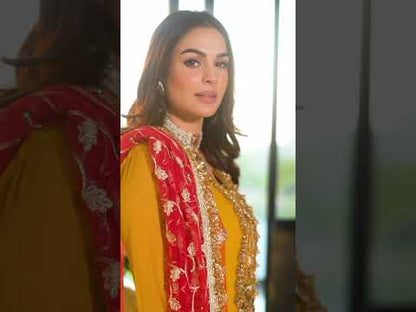 Mustard Mandmade Pure Chiffon Suit