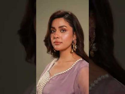 Lilac Pure Organza Suit with Pearl Work