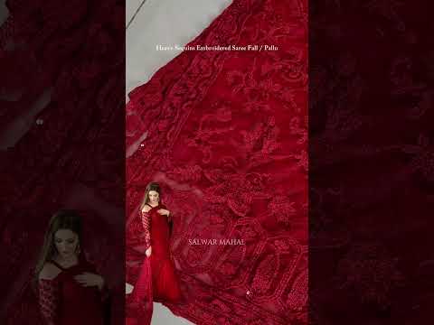 Red Soft Net Wedding Saree with Handmade Blouse