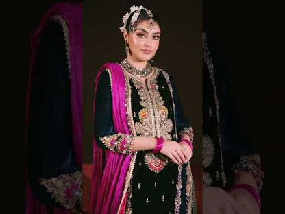 Hand Embroidered Velvet Sharara