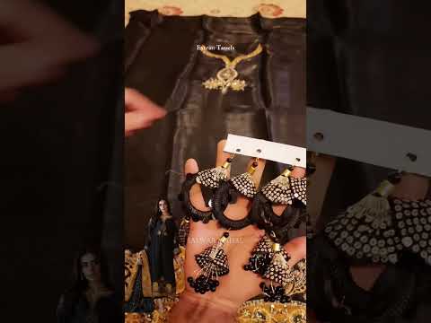 Black Handmade Silk Suit with Chunri Printed Dupatta