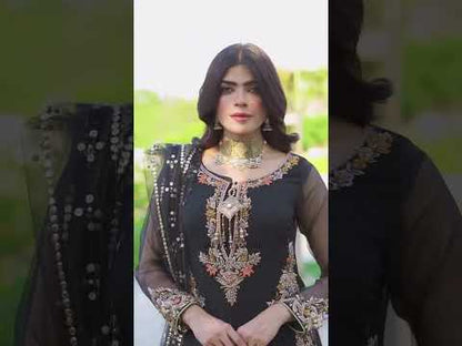 Black Readymade Pure Chiffon Suit