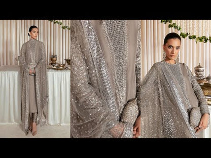 Light Grey Handmade Raw Silk Suit