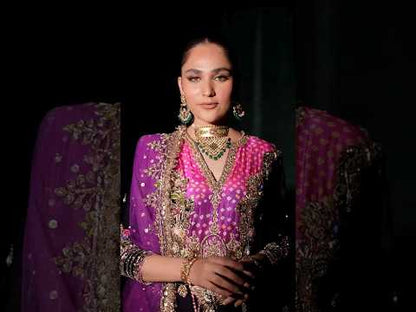 Hand Embroidered Velvet + Pure Raw Silk Chunnari Suit Size 44