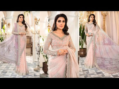 Peachy Pink & Purple Wedding Saree