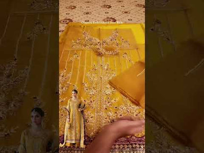 Mehndi Yellow Handmade Suit with Multicolor Dupatta