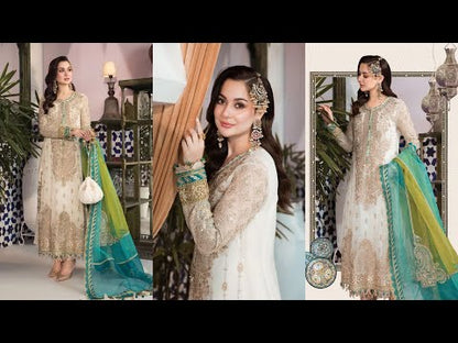 White & Ferozi Sequins Embroidered Chiffon Suit