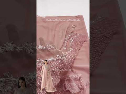 Handmade Peachy Pink Chiffon Partywear Suit