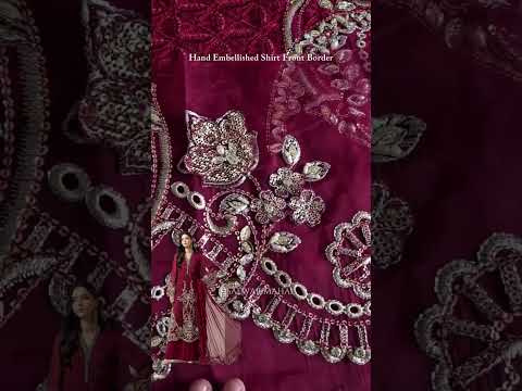 Magenta Handmade Chiffon Bridal Suit with Chikankari & 3D Work