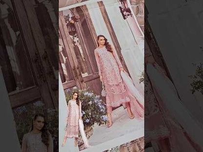 Pastel Pink Chiffon Suit with Pearl Work