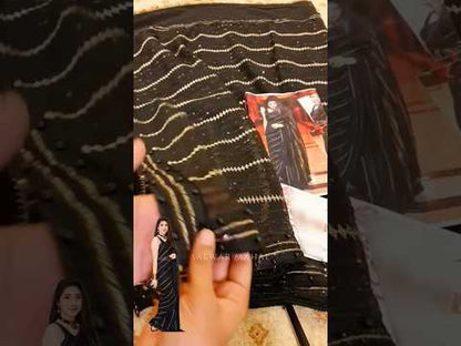 Black Chiffon Saree with Pearl Work