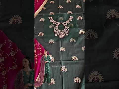 Green Embroidered Lawn Suit with Contrasting Dupatta