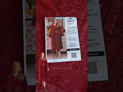 Maroon Heavy Embroidered Chikankari Lawn Suit