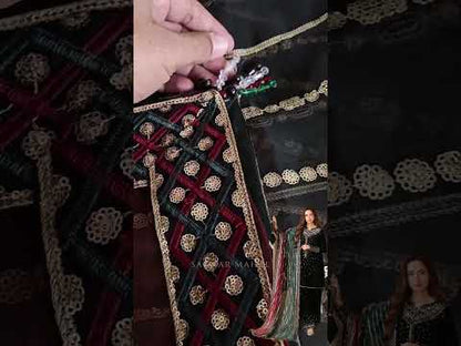 Black Embroidered Velvet Suit
