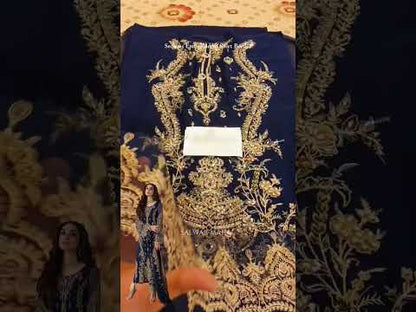 Navy Blue Handmade Chiffon Suit