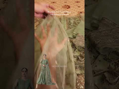 Green Handmade Organza Gharara