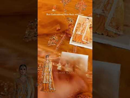 Orange Handmade Suit with Crushed Silk Sharara