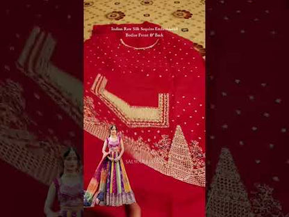 Multicolor Indian Raw Silk Lehenga Choli