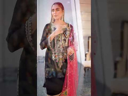 Black Handmade Pure Chiffon Suit