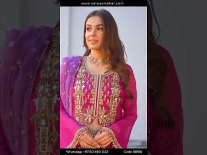 Magenta Readymade Pure Chiffon Suit