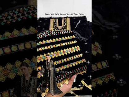 Black Velvet Suit with 9mm Sequins Work