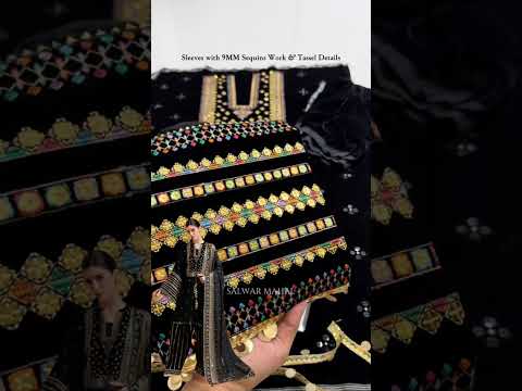 Black Velvet Suit with 9mm Sequins Work