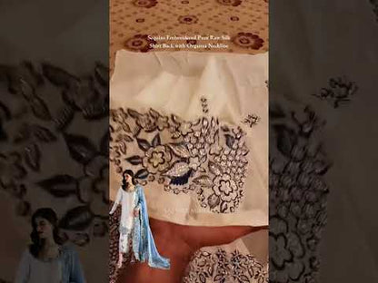 White Handmade Pure Raw Silk Suit with Complementary Pouch