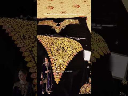 Plum Purple Sequins Embroidered Pure Velvet Suit