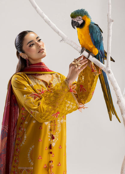 Printed Dupatta Mustard Lawn Kurta Set Online in UK USA Canada