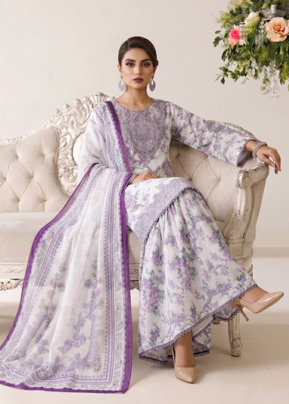 Printed Lawn Gharara Salwar Suit Online in Dubai DXB UAE Abudhabi Meena Bazaar
