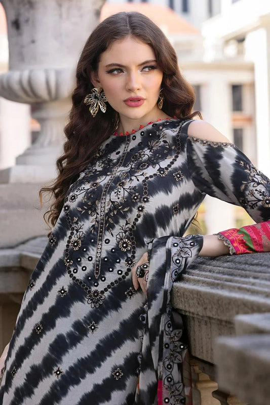 Printed Embroidered Pure Lawn Suit with Chiffon Dupatta