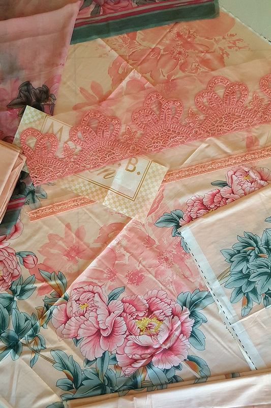 Pink Rose Printed Lawn Suit
