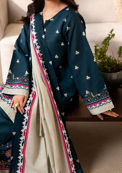 Prussian Blue 3 Piece Khaddar Pakistani Suit Online in Dubai DXB UAE Abudhabi Meena Bazaar