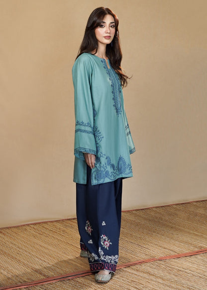 Prussian Blue Aari Inspired Embroidered Kurta Set Online in KSA Riyadh Saudi Arabia Oman Bahrain Qatar