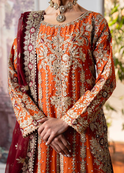 Pumpkin Orange Banarasi Embroidered Kurti Gharara Online in Sri Lanka India Australia