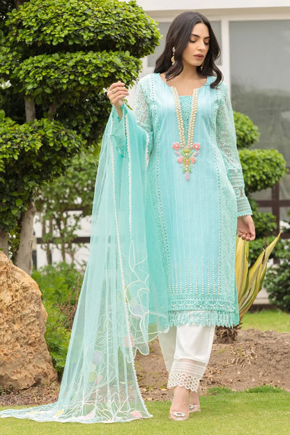 Hand Embroidered Pure Cotton Chikankari Suit with Heavy Pearl Work