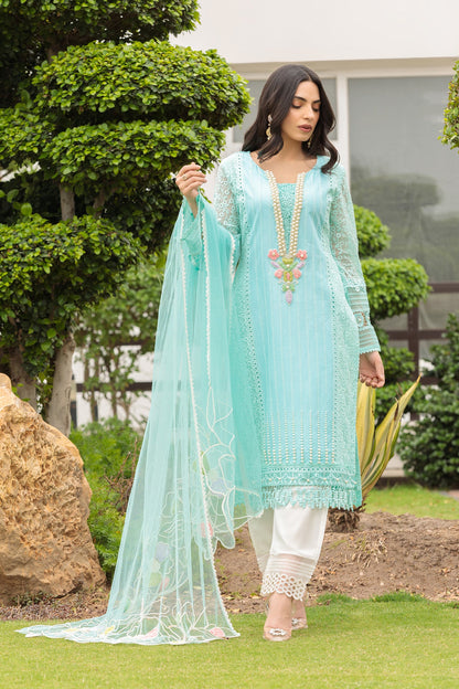 Hand Embroidered Pure Cotton Chikankari Suit with Heavy Pearl Work