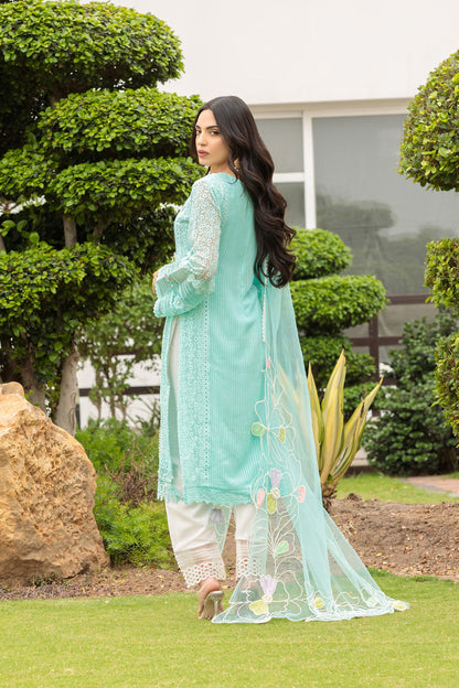 Hand Embroidered Pure Cotton Chikankari Suit with Heavy Pearl Work